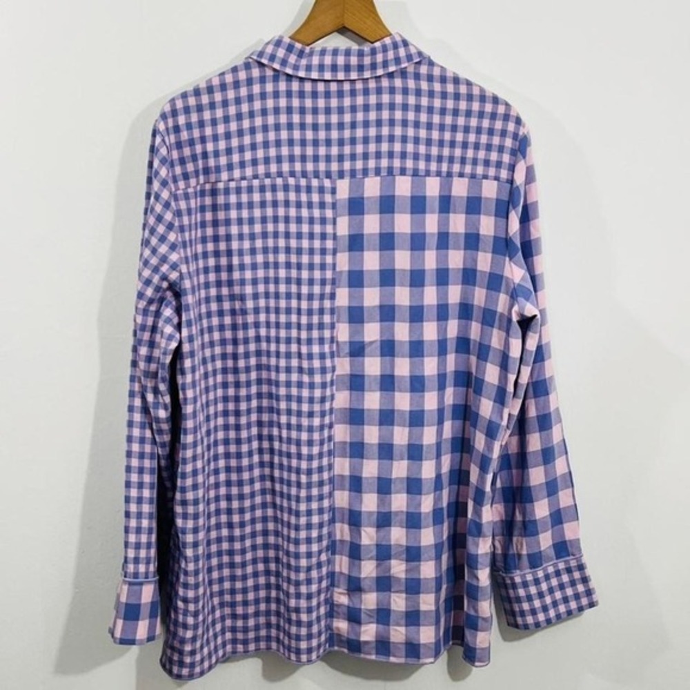 Catalog Favorites Linen Mix Long Sleeve Button Down Flattering Plaid Top XL - Picture 7 of 8